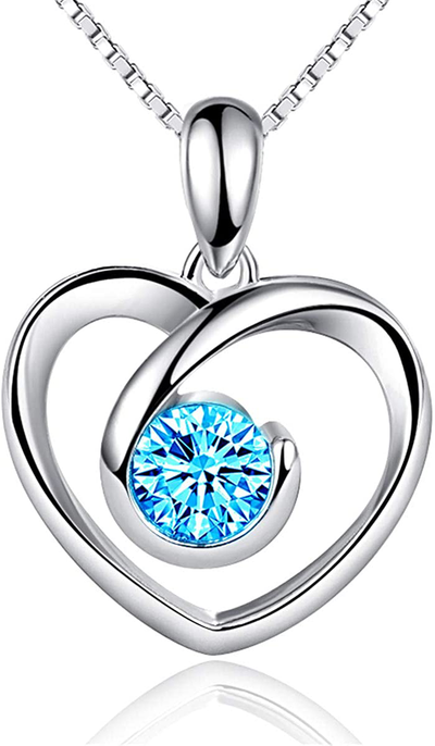 Womens Heart Pendant Necklace 925 Sterling Silver Chain Jewelry White Clear Austrian Crystal