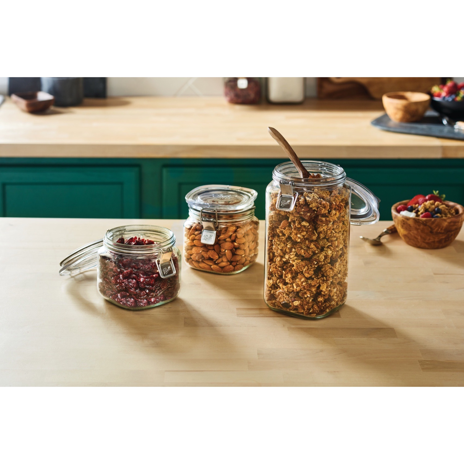 Ball Latch Jars, Glass Storage Jars, 3-Pack