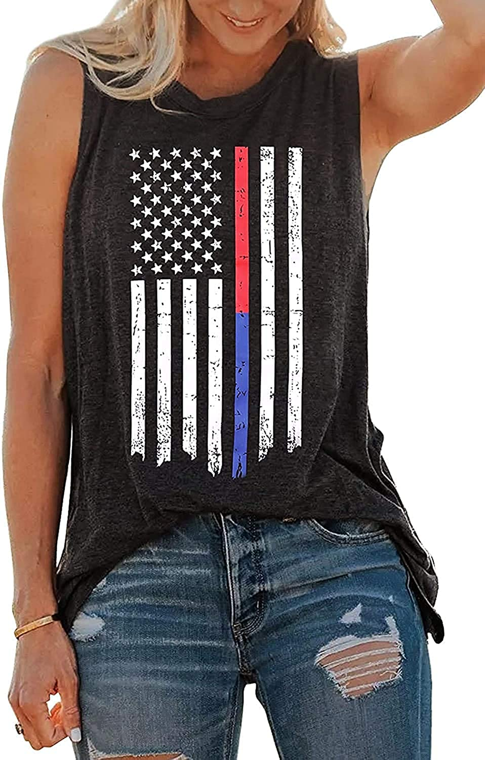 American Flag Tank Tops for Women We the People 1776 Sleeveless T-Shirt 4Th of July Tee Tops