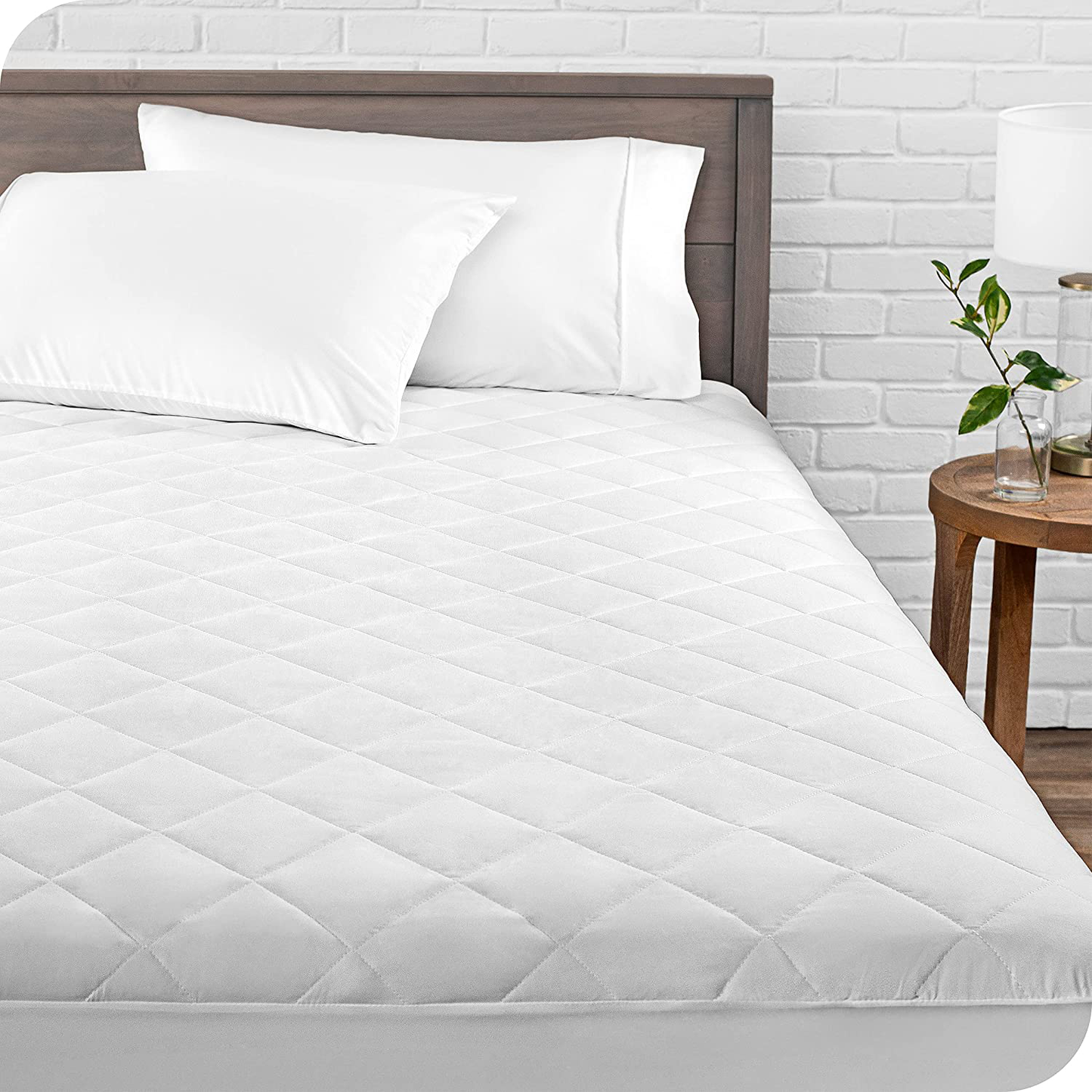 Bare Home Quilted Fitted Mattress Pad (Split Head Flex King) - Cooling Mattress Topper - Easily Washable - Elastic Fitted Mattress Cover - Stretch-to-Fit up to 15 Inches Deep (Split Head Flex King)