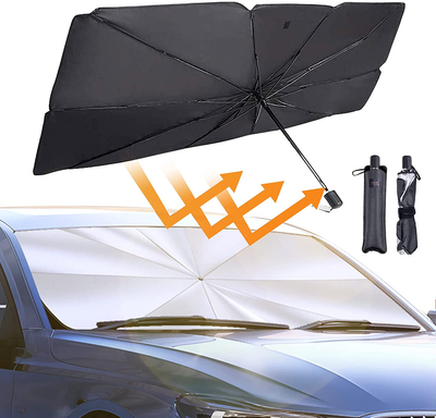 Car Windshield Sun Shade Umbrella, Foldable Reflector Car Sunshade Umbrella, Fit for SUV, Windshield Sunshade Cover UV Block, Easy to Store and Use