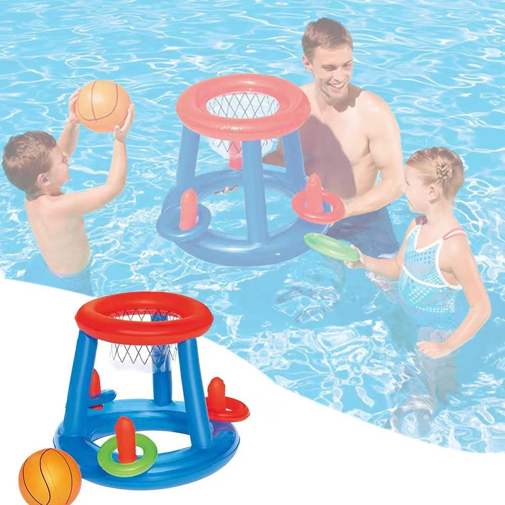 Inflatable Pool Basketball Toys Swimming Ring Toss Games Set Summer Water Pool Party Fun Favors Battle Game for Kids & Adults