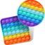2 Packs Pop Fidget Sensory Toys, Autism Special Needs Stress Relief Silicone Pressure Relieving Toys, Round and Square Squeeze Toys for Kids Children Adults (Set of 2)