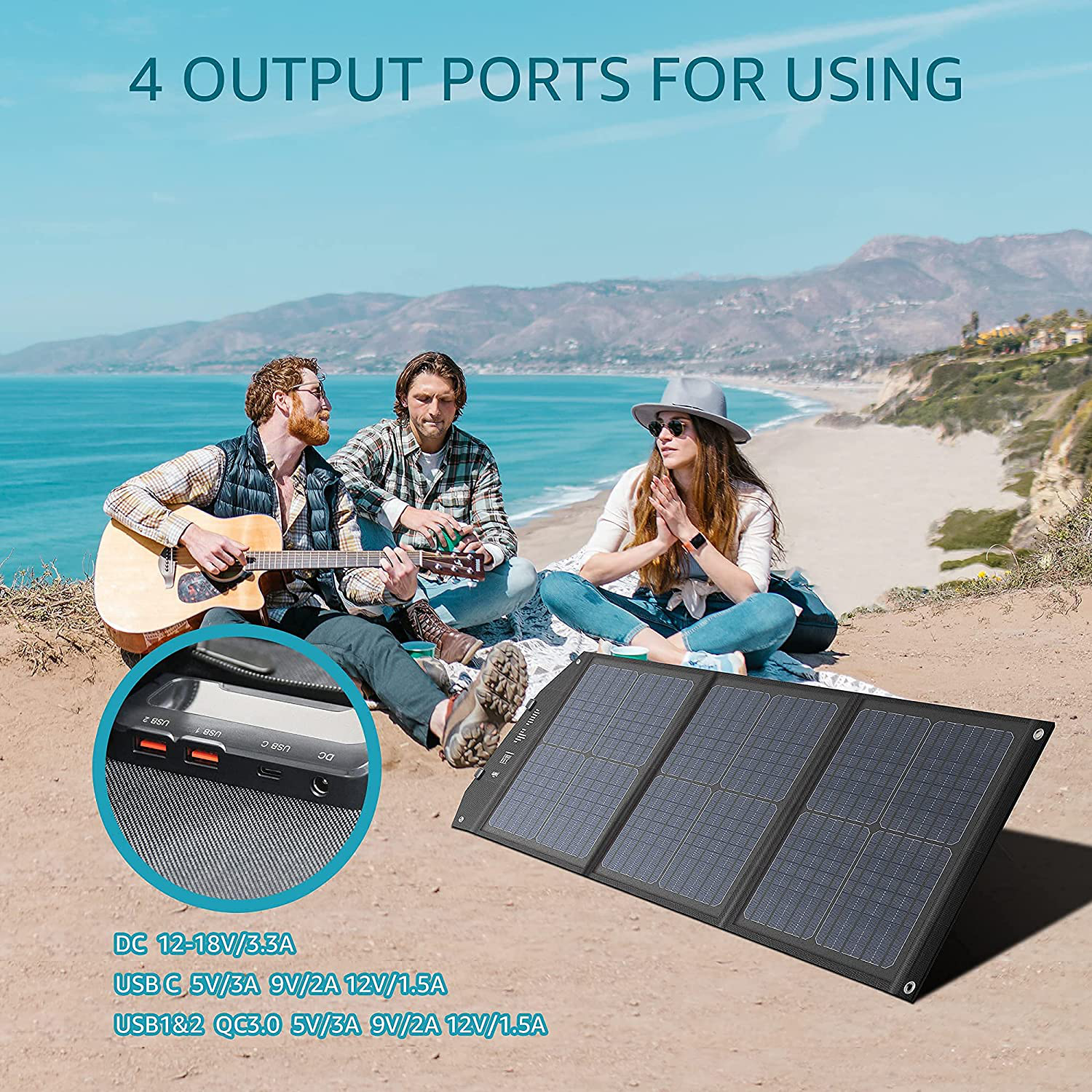 296Wh Portable Power Station with 60W Solar Panel, Solar Generator Outdoor Backup Battery Supply with AC Outlet for Camping, Home Emergency, Traveling, RV Trip