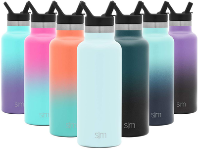 Simple Modern 17oz Ascent Water Bottle with Straw Lid - Stainless Steel Hydro Tumbler Flask - Double Wall Vacuum Insulated Small Reusable Metal Leakproof -Seaside