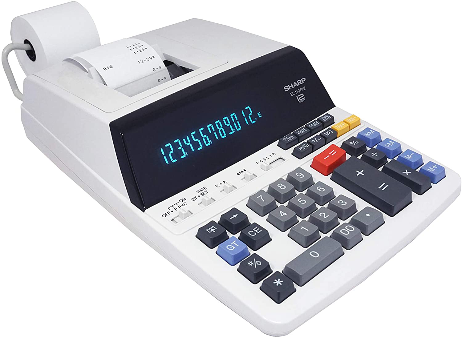 Sharp EL-1197PIII Heavy Duty Color Printing Calculator with Clock and Calendar