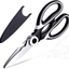 Kitchen Shears Multi Purpose Strong Stainless Steel Kitchen Utility Scissors with Cover Poulry,Fish, Meat, Vegetables Herbs, Bones, Dishwasher Safe (Black)