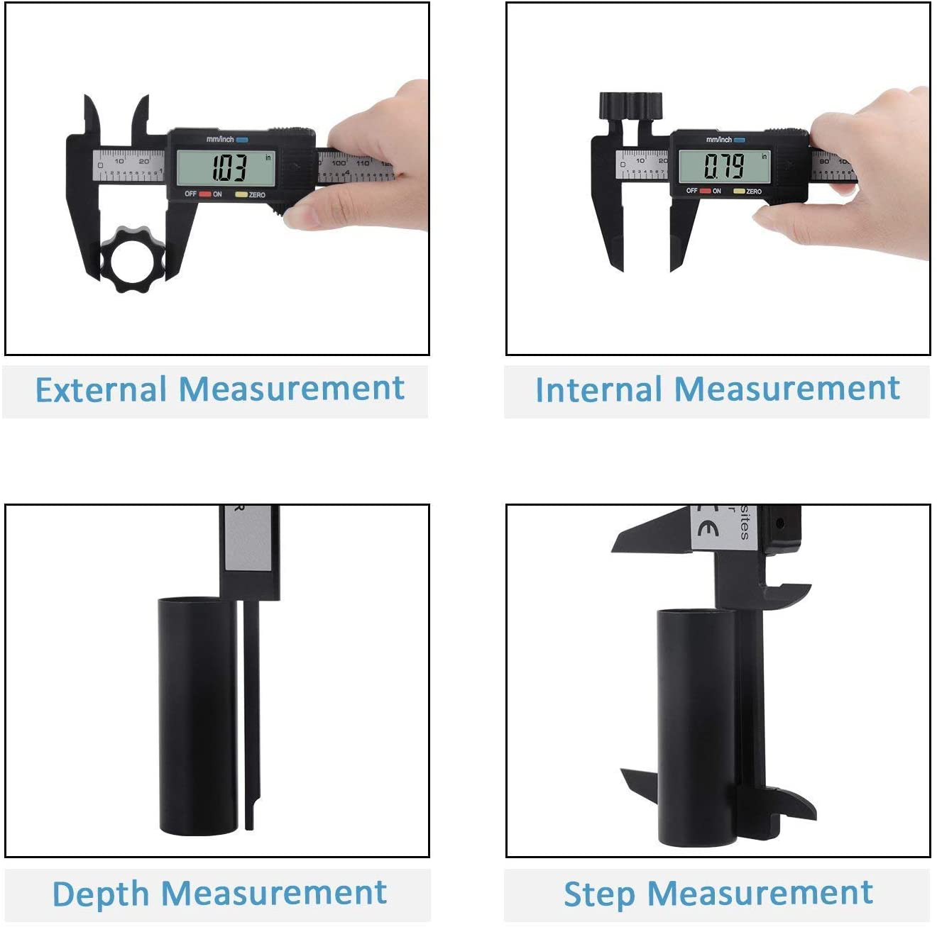 Digital Caliper, 0-6" Electronic Stainless Steel Caliper with Large LCD Screen Vernier Caliper for Length Depth Inner Outer Diameter Measuring