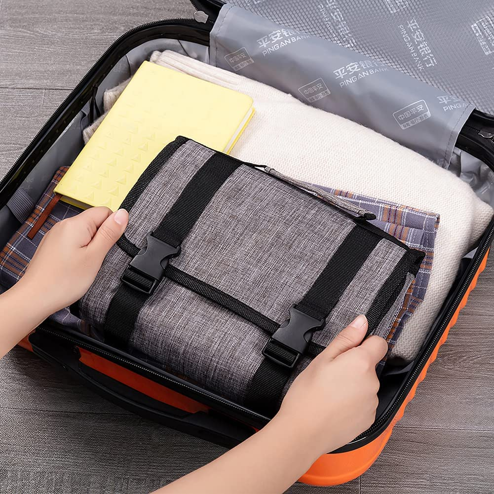 Hanging Travel Toiletry Bags for Women and Men,Organizer Bag for Makeup and Toiletries,Foldable Dopp Kit Large Capacity Cosmetic Toiletries Make up Organizer (Gray)