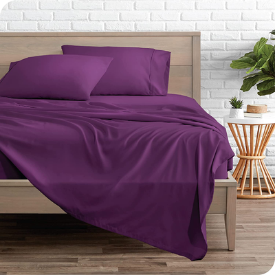 Bare Home Split King Sheet Set - 1800 Ultra-Soft Microfiber Split King Bed Sheets - Double Brushed - Split King Sheets Set - Deep Pocket - Bedding Sheets & Pillowcases (Split King, Plum)