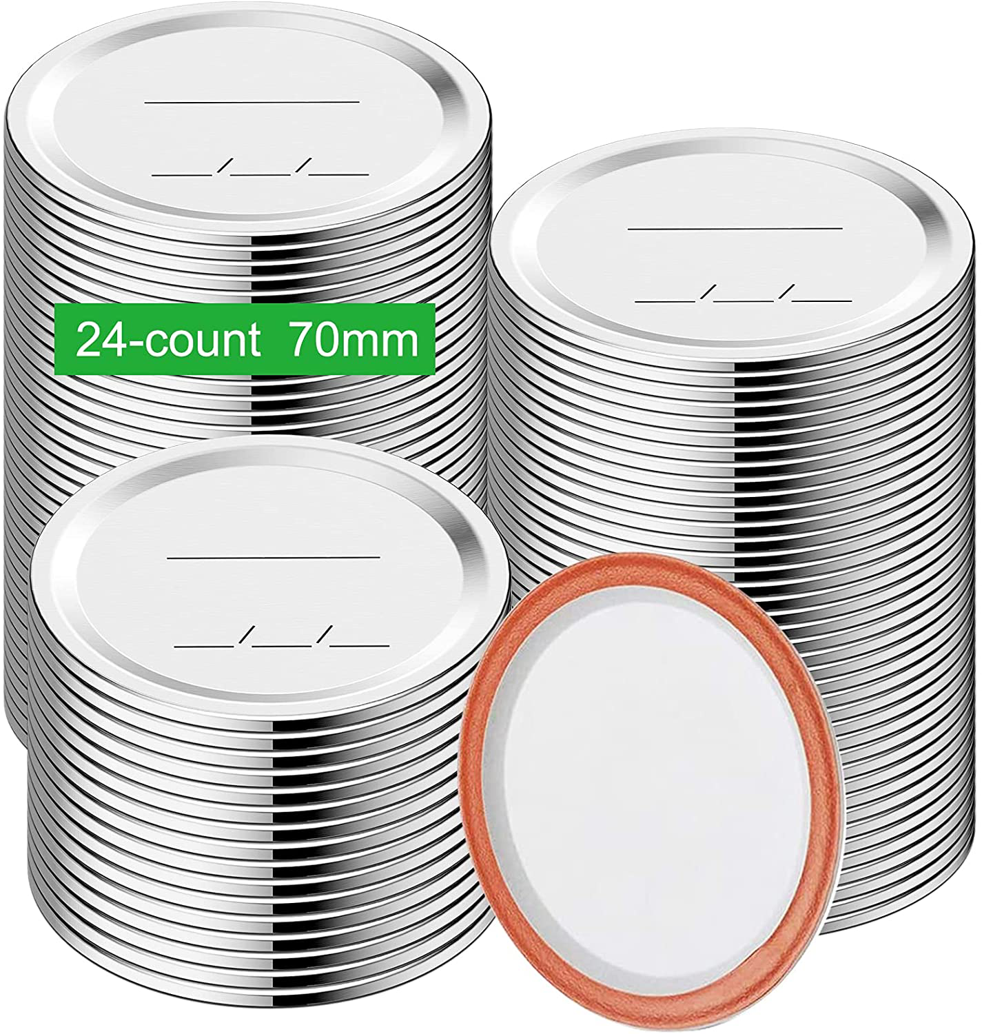 Regular Mouth Canning Lids, Enouvos 24-Count Canning Lids, Split-Type Lids for Mason Jar Regular Canning Lids Bulk,100% Fit and Airtight for Regular Mouth Jars (70mm Regular Mouth(24 Lids))