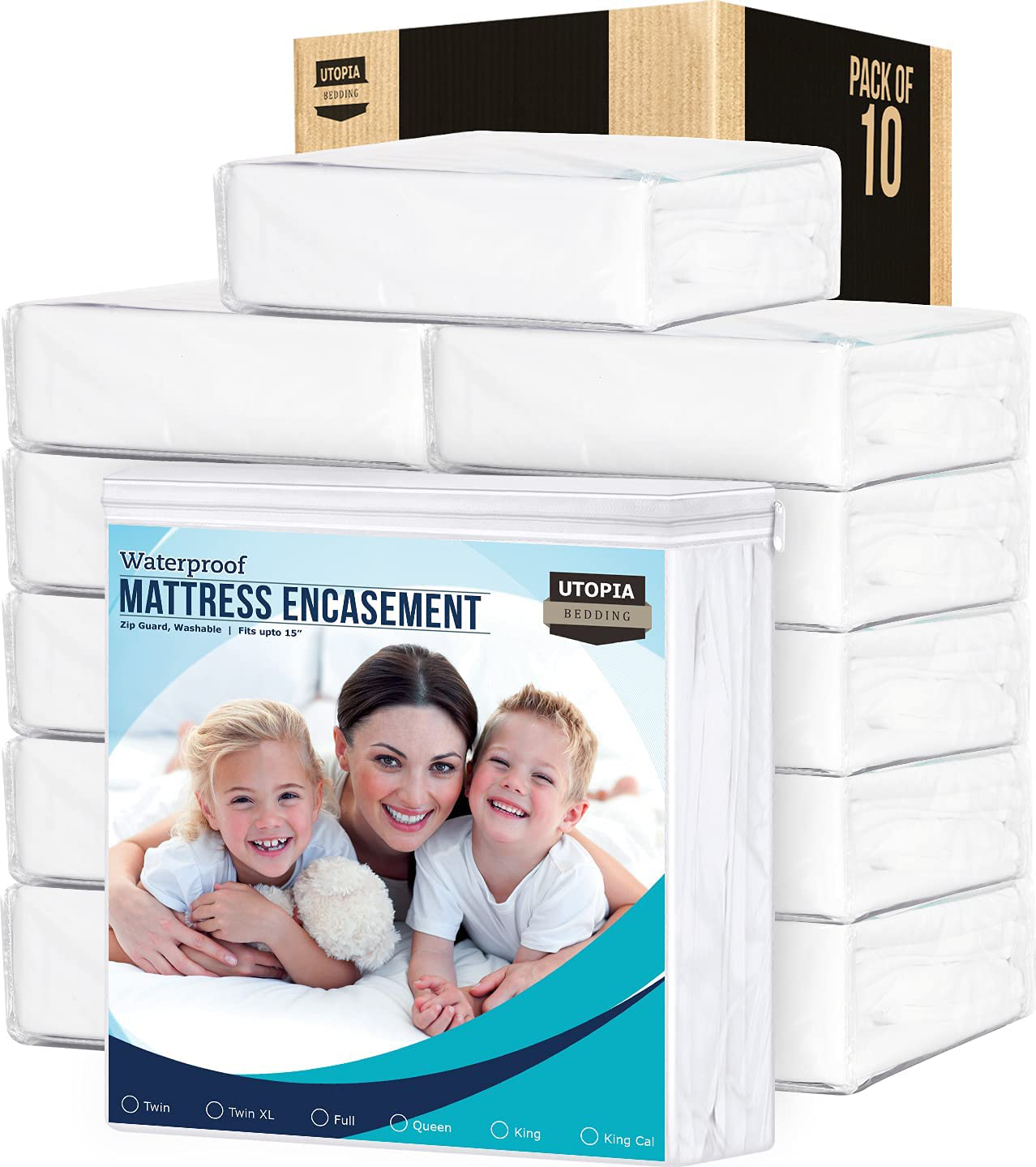 Utopia Bedding Zippered Mattress Encasement - Waterproof Mattress Protector