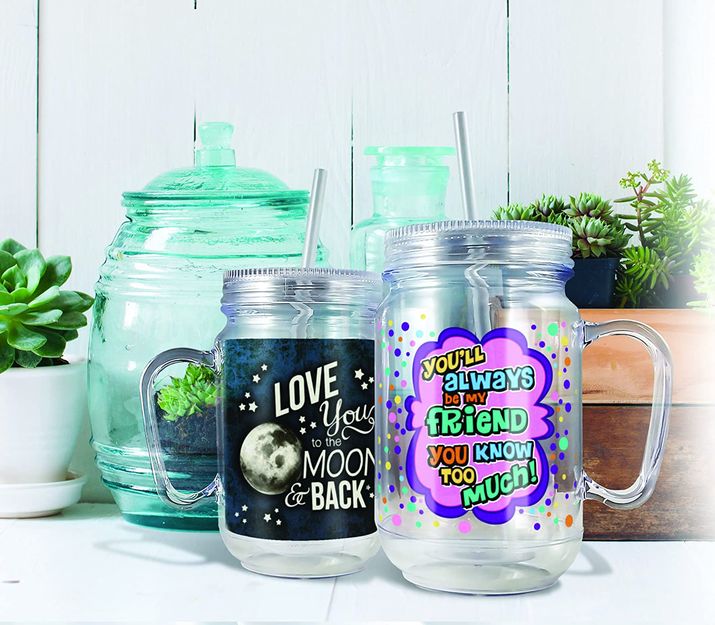 Spoontiques Happy Camper Mason Jar, One Size, Multicolor