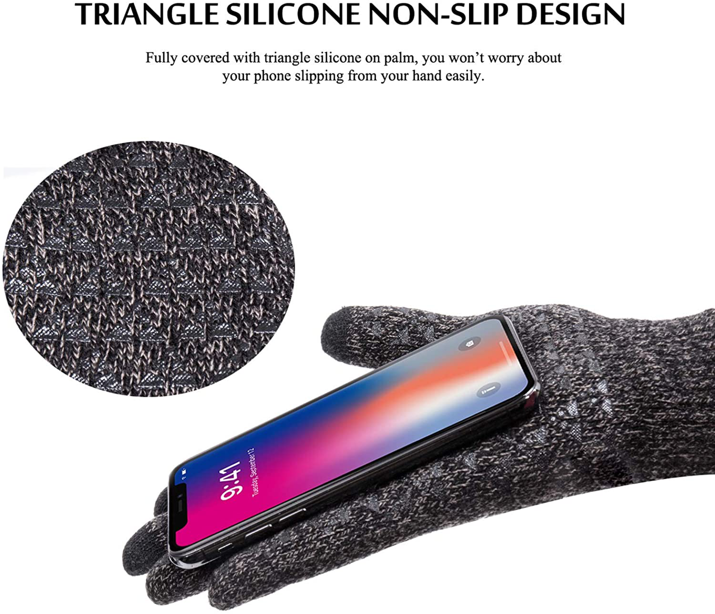 TRENDOUX Winter Gloves for Men Women - Upgraded Touch Screen Anti-Slip Silicone Gel - Elastic Cuff - Thermal Soft Knit Lining