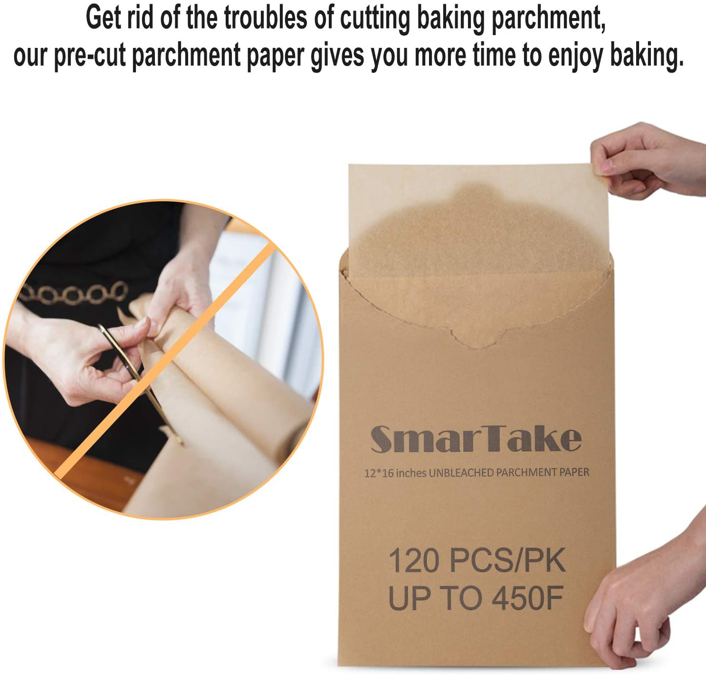 SMARTAKE 120 Pcs Parchment Paper Baking Sheets, 12 x 16 Inches Non-Stick Precut Baking Parchment, Suitable for Baking Grilling Air Fryer Steaming Bread Cup Cake Cookie and More (White)