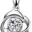 Womens Rose Pendant Necklace 925 Sterling Silver White Clear Austrian Crystal Gift Packing