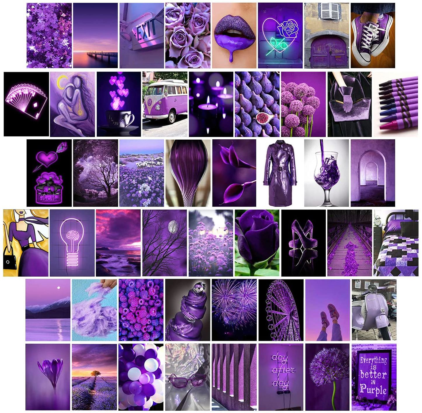 Wall Collage Kit Purple Aesthetic Posters Wall Art Decor for Girls’ Room, 50 Set Dorm Photo Display