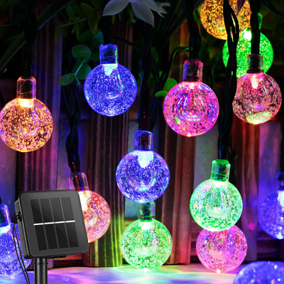Solar String Lights Outdoor 60 Led 35.6 Feet Crystal Globe Lights with 8 Lighting Modes, Waterproof Solar Powered Patio Lights for Garden Yard Porch Wedding Party Decor (Multicolor)