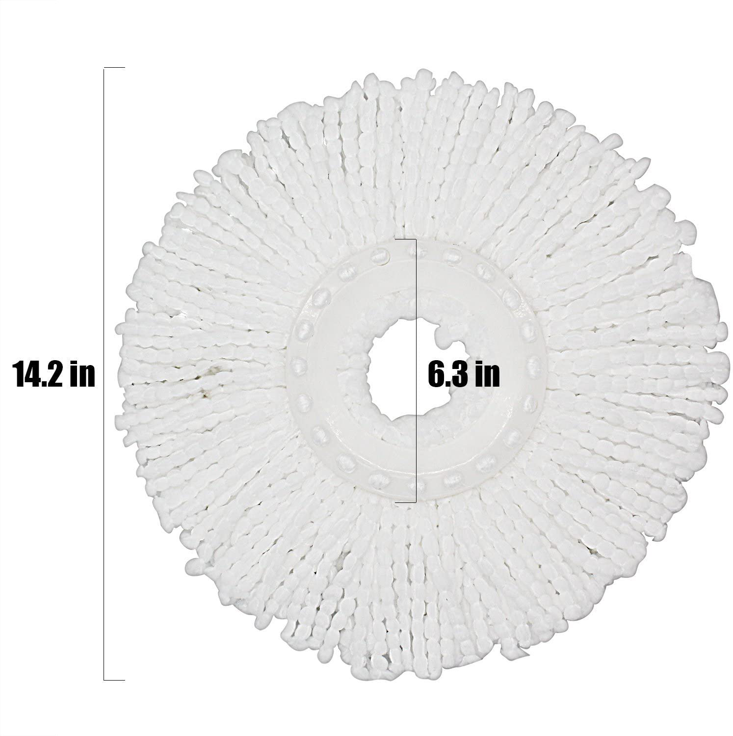 2 Pack Mop Heads Replacements Microfiber Spin Mop Replacement Head Original Thick Fluffy for 360 Spinning Mop Refills, Universal Standard Round 6.3 inch Size, White and Red