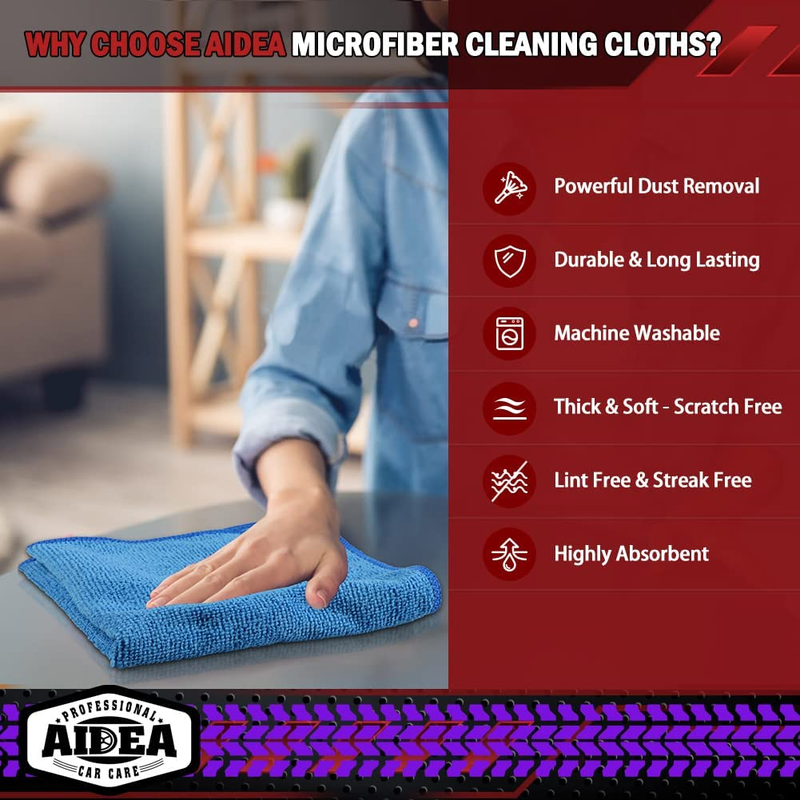 50 Pack Microfiber Cleaning Cloths - Lint Free & Absorbent (12in.x12in.)