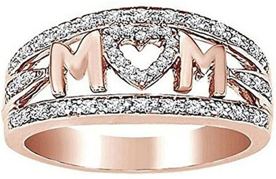 Rhodium Plated Mom'S Ring Mother'S Day Birthday Gift