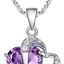 Fashion Crystal Necklace Purple Heart Shape Rhinestone Charm Pendant Necklace Charm Chain Jewelry Gift