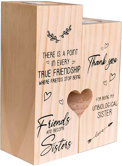 Best Friend Birthday Gifts for Women-to My Bestie Candle Holder- Thank You for Being My Unbiological Sister Women Girls Friends Personalized Gifts Friendship Birthday Wooden Candle Holder