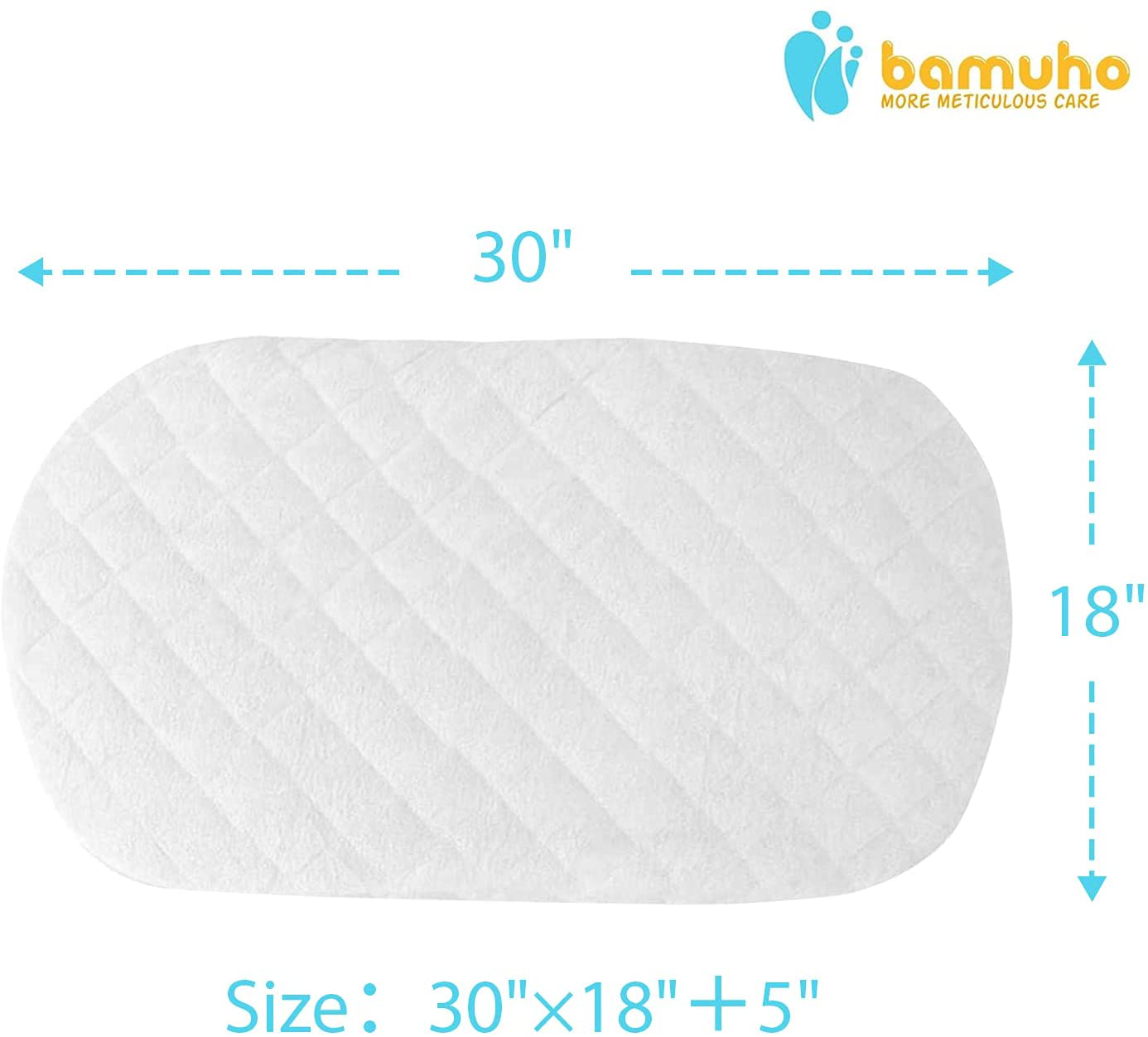 Bamuho 2 Pack Waterproof Halo Bassinet Mattress Pad Cover/Protector Fit Hourglass Swivel Sleeper Mattress Pad, Comfortable and Soft Bamboo Fabric，White