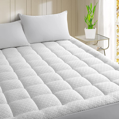 EASELAND Bamboo Mattress Topper Pillow Top Mattress Cover Quilted Fitted Mattress Pad Padded Mattress Protector 8-21" Deep Pocket (Full XL, White - Bamboo Fiber)