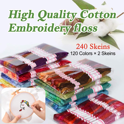 Embroidery Floss 240 skeins 100% Egyptian long-staple cotton Cross Stitch Threads -Friendship Bracelets String -Mercerized Crafts Floss total 1920M 8M/pc 24pcs/bag 10package
