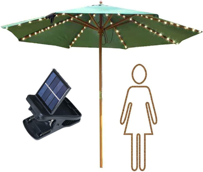 Patio Umbrella Lights Solar Powered Outdoor Multi Mode 104 LED String Lights Waterproof Umbrella Pole Solar Lights for Patio Camping Tents