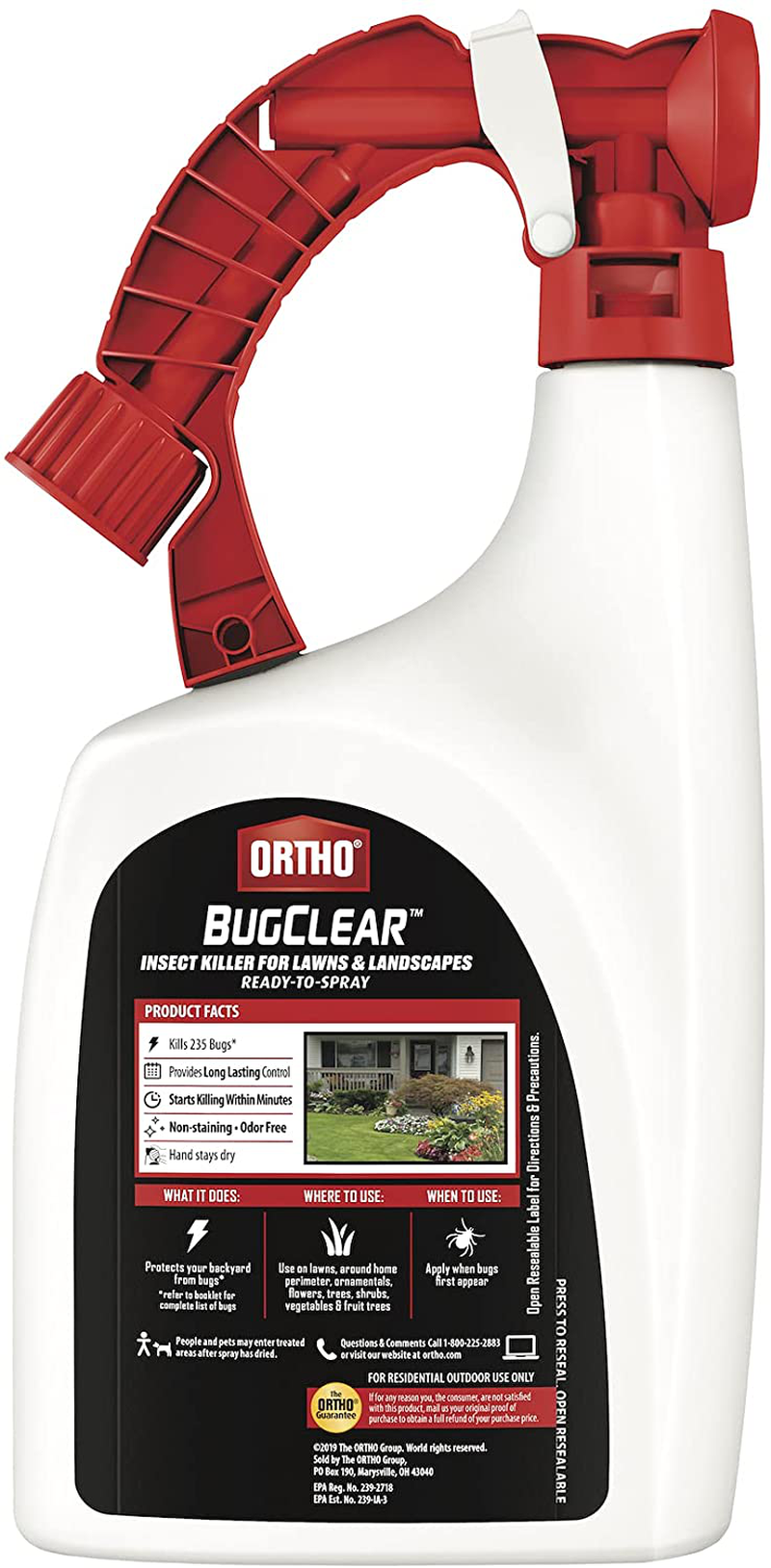 Ortho BugClear Insect Killer for Lawns and Landscapes Concentrate - Kills Ants, Ticks, Armyworms, Mosquitoes, Fleas and Spiders in Your Yard, Starts Killing Within Minutes, Odor Free, 32 oz.