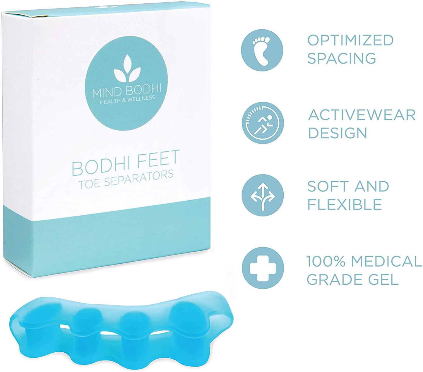 Mind Bodhi Toe Separators to Correct Bunions and Restore Toes to Their Original Shape (Bunion Corrector Toe Spacers Toe Straightener Toe Stretcher Big Toe Correctors) Universal Size (White)