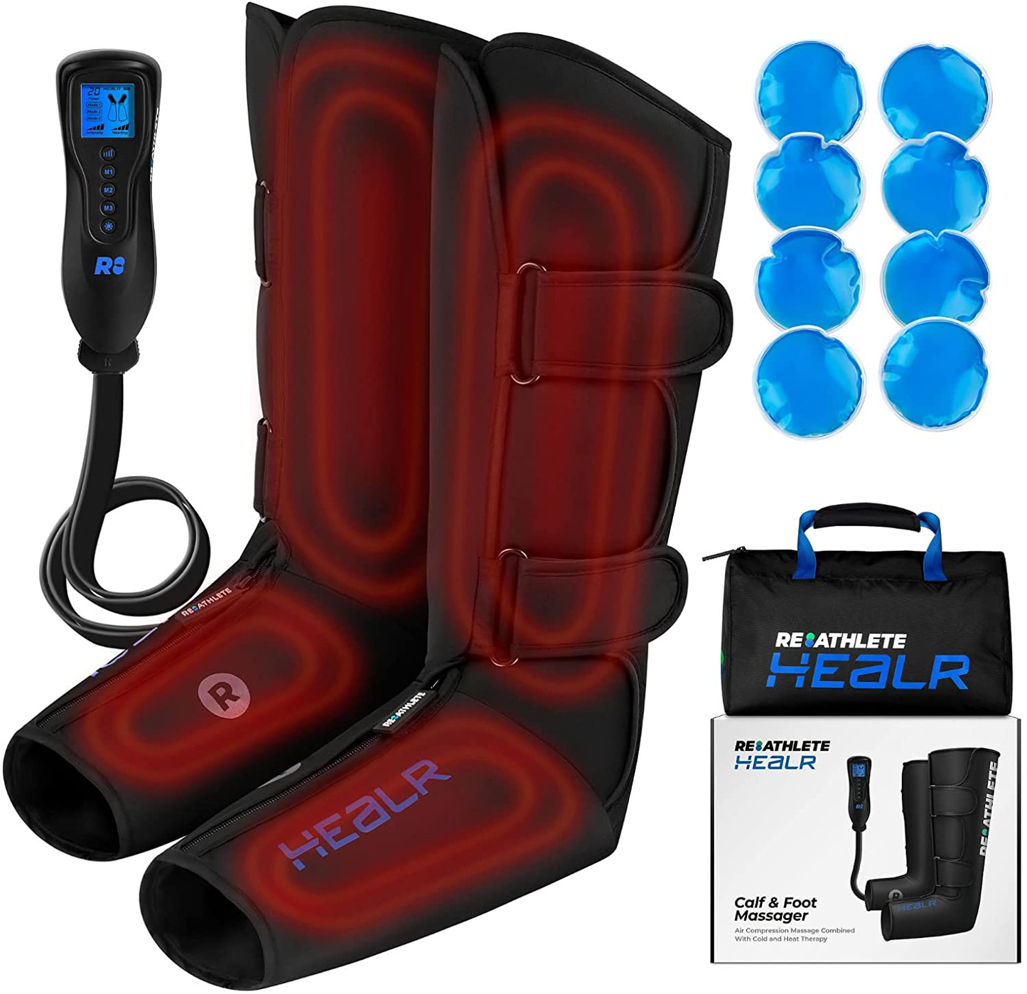 Reathlete Leg Massager | Rechargeable & Portable Sequential Compression Device with Digital Controller & Bag | New Sleeve Design SCD Machine for Legs | Muscle Pain Relief Thigh, Calf & Feet Massager…