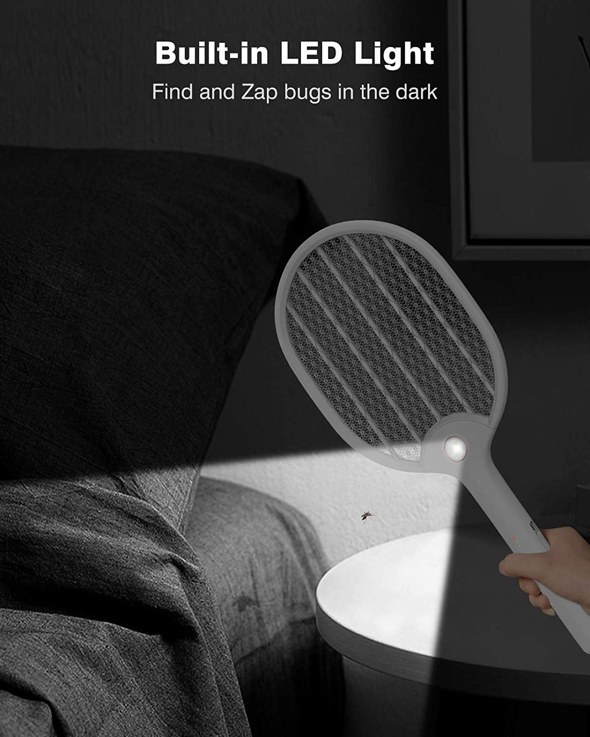 X Home Electric Fly Swatter, USB Rechargeable Bug Zapper with LED Light and 3-Layer Safety Mesh Protection, Safe to Touch, Mosquito Killer for Home and Outdoor