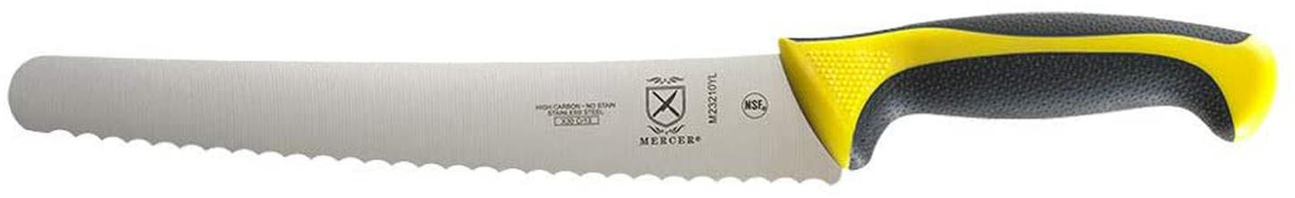 Mercer Culinary M23210YL Bread Knife, 10-Inch Wavy Edge Wide, Yellow