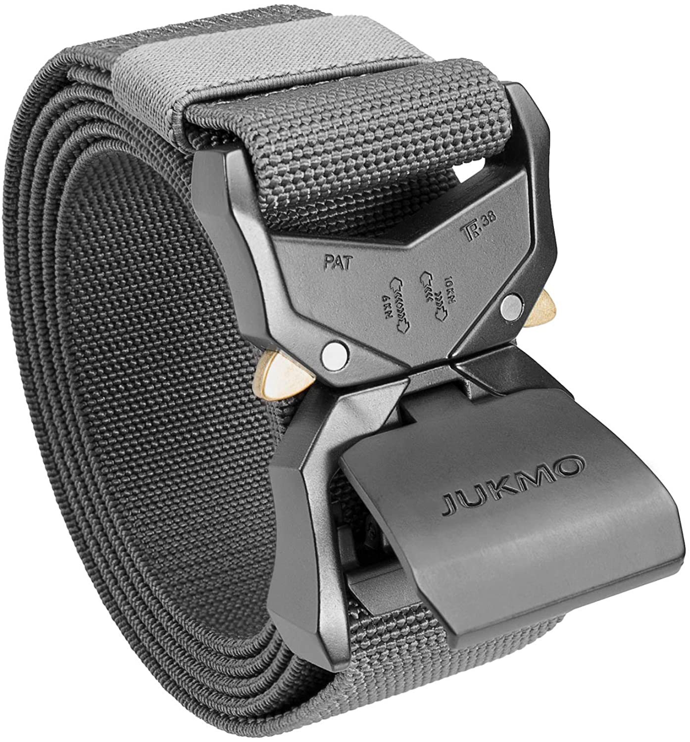 JUKMO Tactical Belt, Military Hiking Rigger 1.5" Nylon Web Work Belt with Heavy Duty Quick Release Buckle