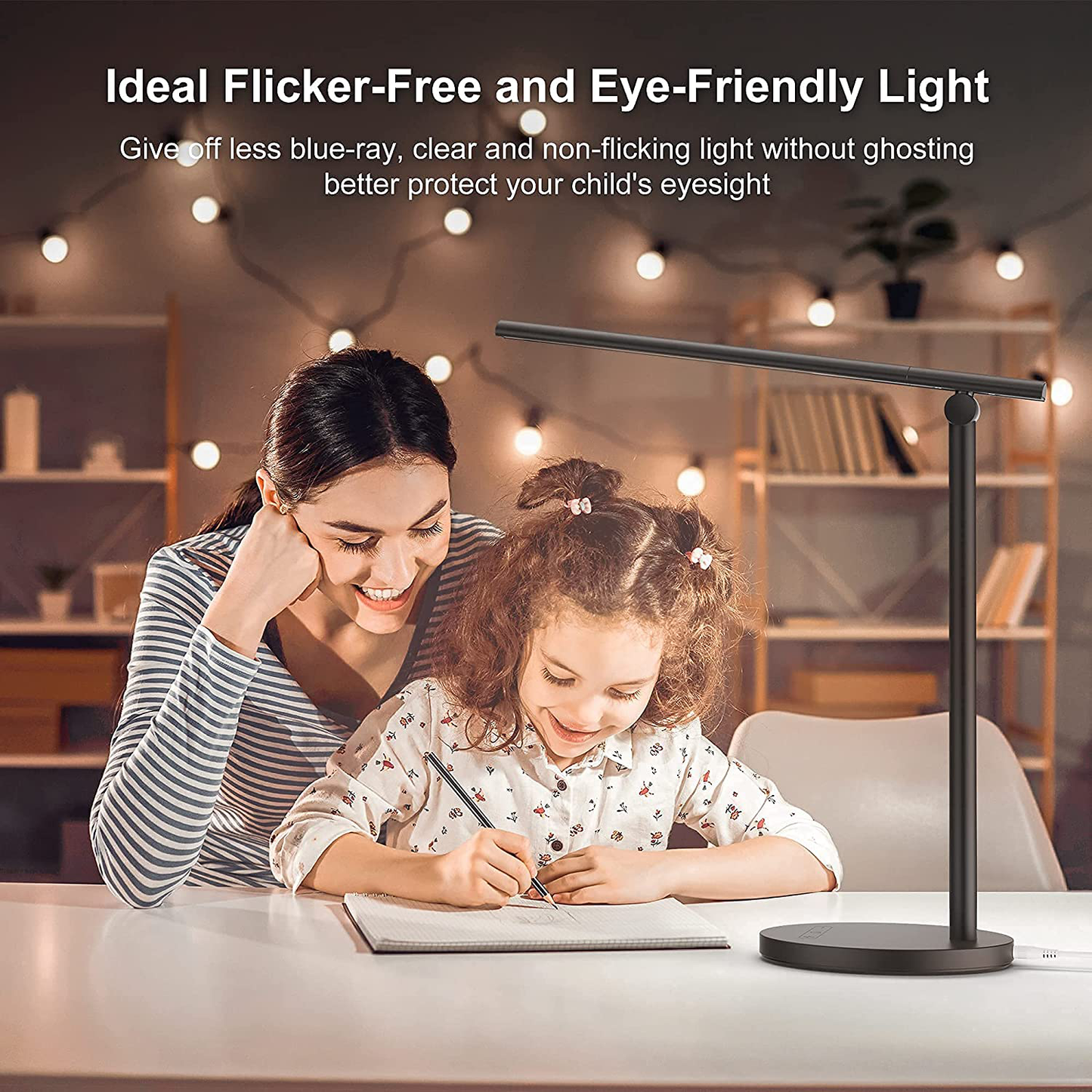 24W LED Desk Lamp, Desk Lamp with Wireless Charger, Desk Lamp for Home Office with 10W Fast Charge, Dimmable Desk Lamp with Pleless Dimming, 440Lumens, 3 Color Temperatures