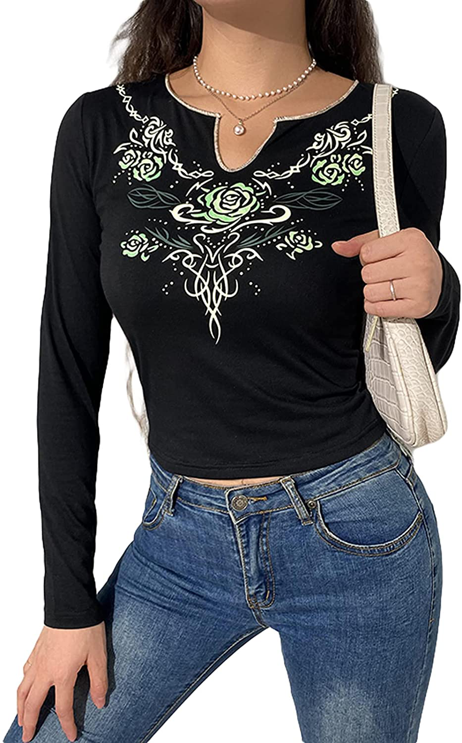 Women's Graphic Print Crop Top Vintage Punk Portrait Shirts Summer Slim Short Sleeve T Shirt Tops Y2k Fashion Clothes