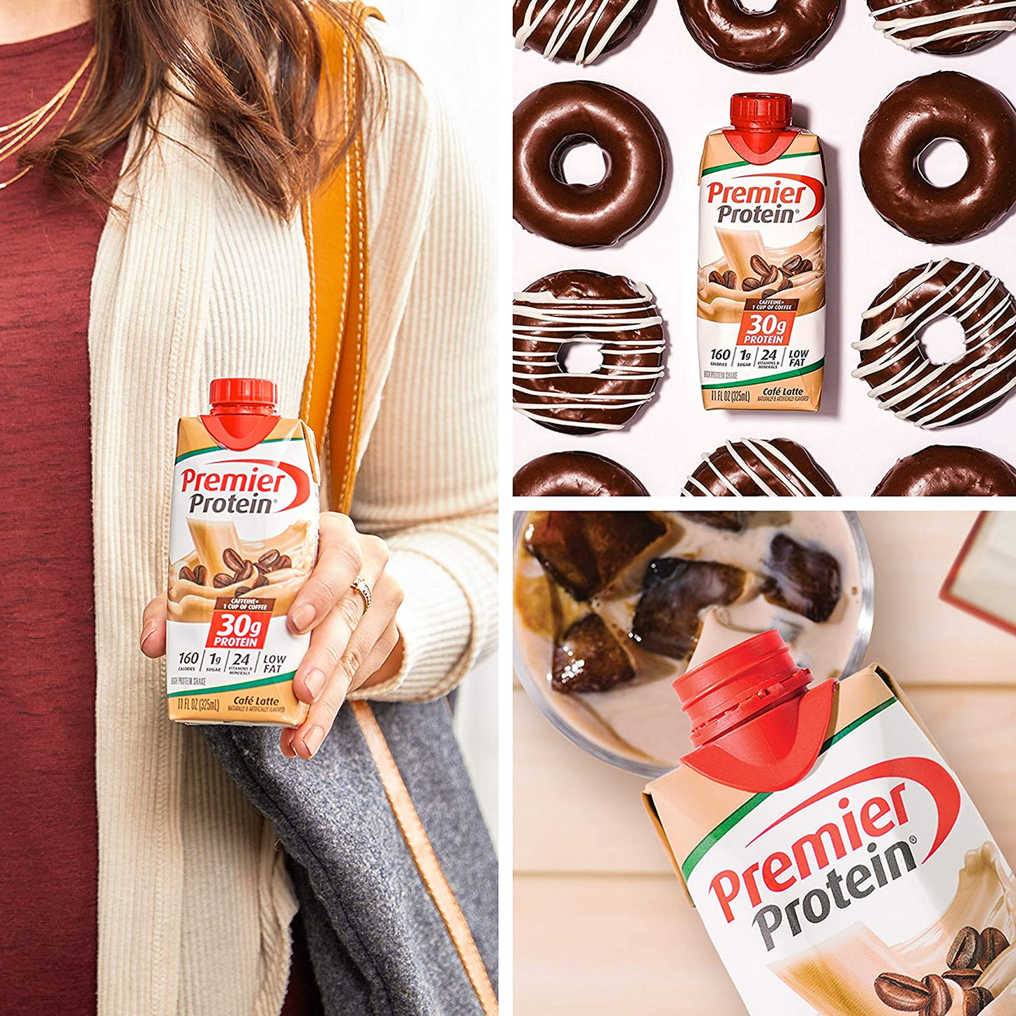 Premier Protein Shake, Café Latte, 30G Protein, 1G Sugar, 24 Vitamins & Minerals, Nutrients to Support Immune Health, 11 Fl Oz, 4 Count