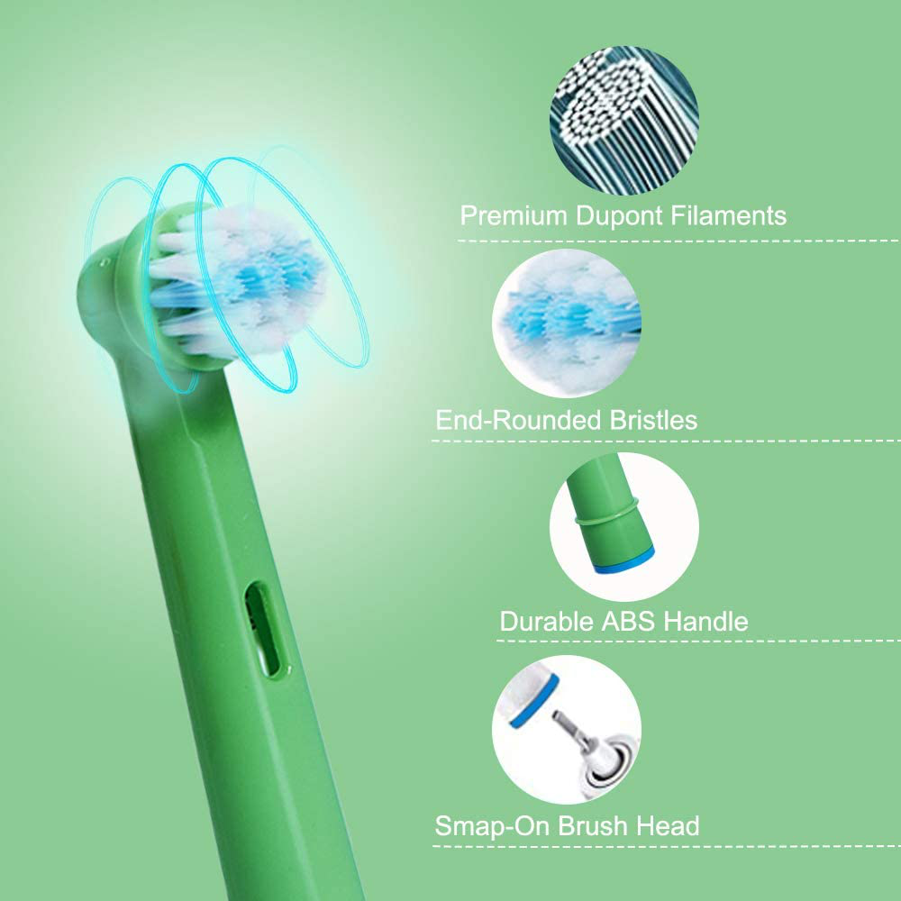 Kids Toothbrush Replacement Head Fits Both Electric and Battery for Oral-B Braun Brushes