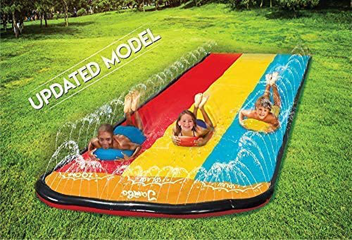 Jambo 20' Extra Long Double Slip Splash and Slide- with 2 Body Boards