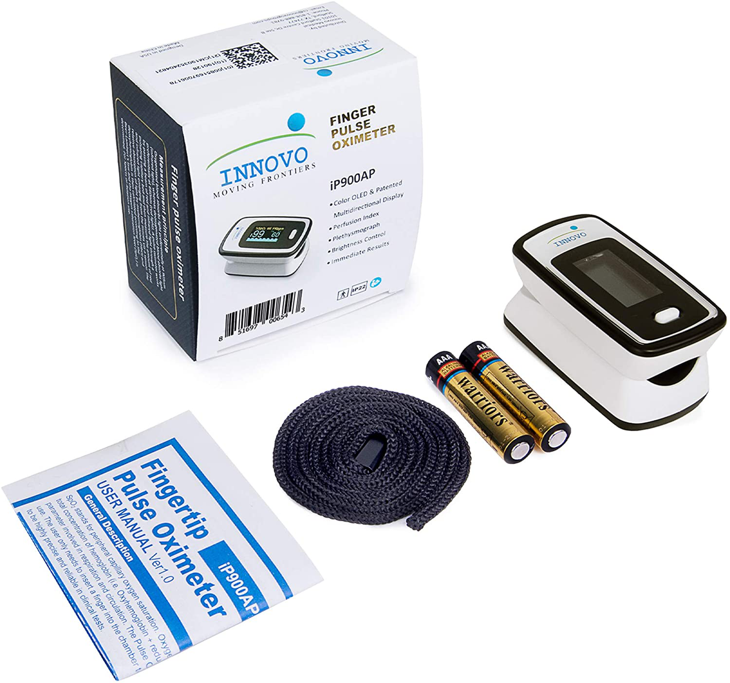 Innovo Deluxe Ip900Ap Fingertip Pulse Oximeter with Plethysmograph and Perfusion Index (Off-White with Black)