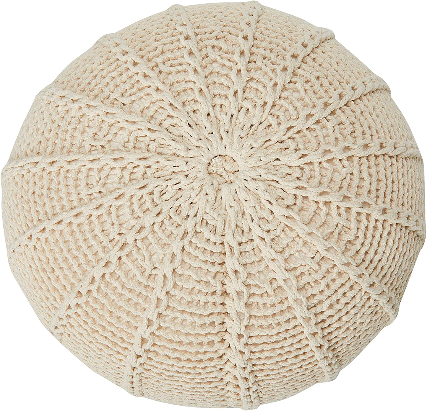 Christopher Knight Home Agatha Knitted Cotton Pouf, Beige