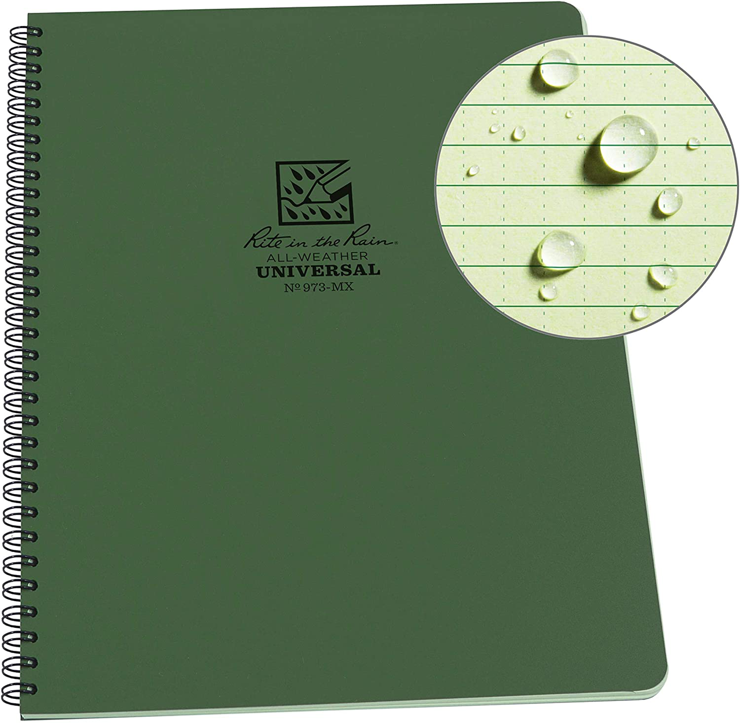Rite in the Rain Weatherproof Side Spiral Notebook, 8.5" X 11", Tan Cover, Universal Page Pattern (No. 973T-MX), One Size