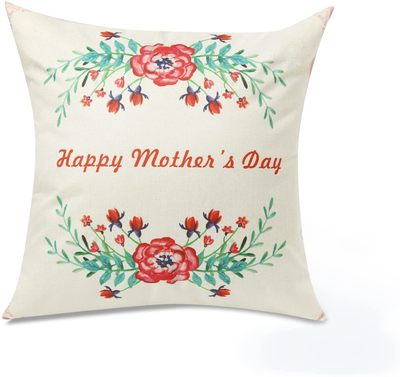 Mothers Day Throw Pillow Cover, 18*18’’, Flowers Leaves Throw Pillow Case Cusion Cover, Pillowcase Gift for Mom Grandma and Women Friend Home Decoration