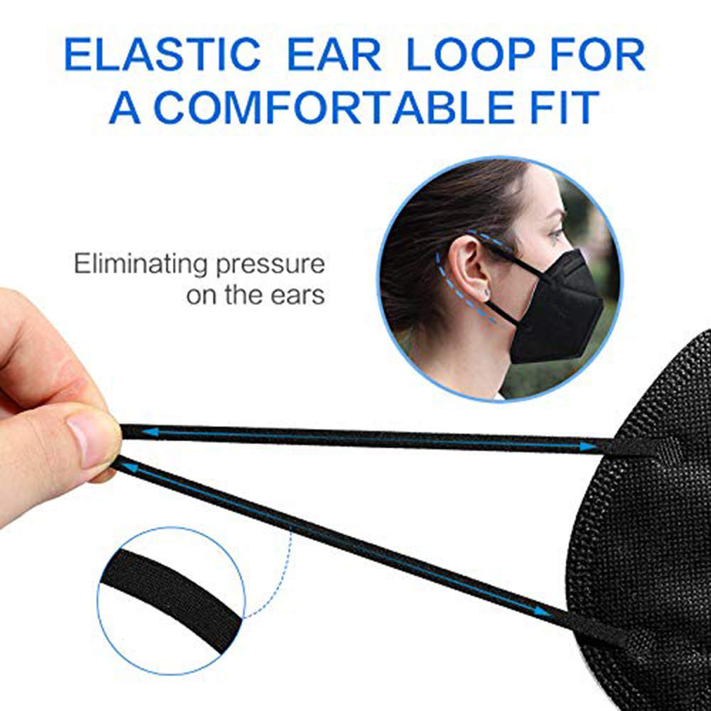 Apepal 5-Layer Disposable KN95 Face Masks Wide Elastic Ear Loops Safety Face Mask 50Pcs/Pack
