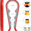Jar Opener, 5 in 1 Multi Function Can Opener Bottle Opener Kit with Silicone Handle Easy to Use for Children, Elderly and Arthritis Sufferers (New red)