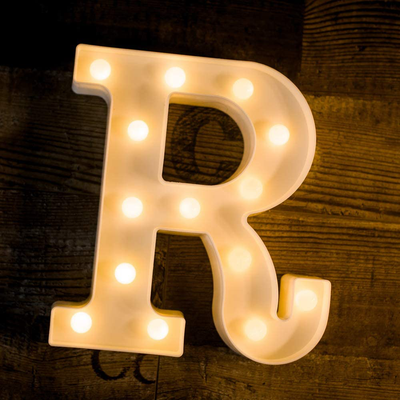 Foaky LED Letter Lights Sign Light Up Letters Sign for Night Light Wedding/Birthday Party Battery Powered Christmas Lamp Home Bar Decoration(R)
