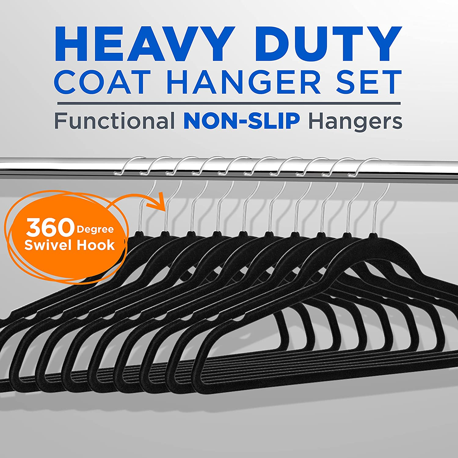 100 Pcs. of Velvet Non-Slip Clothes-Heavy Duty Coat Hanger Set with 360° Swivel Hook , 100 Pack, Brown